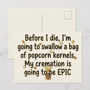 Epische Crematie Popcornpitten Grappig Briefkaart