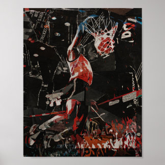 Epische Dunk Collage basketbalspeler Poster