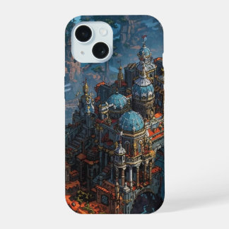 “Epische fantasie kasteel Isometrische Pixel Anime iPhone 15 Hoesje