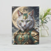 Epische gepantserde kattenkrijger kaart (Staand voorkant)