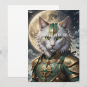 Epische gepantserde kattenkrijger kaart (Voorkant / Achterkant)