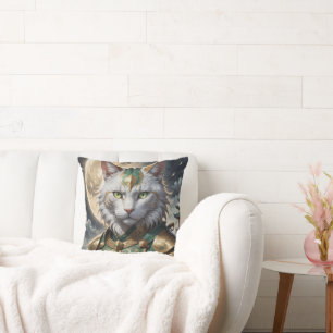 Epische gepantserde kattenkrijger kussen