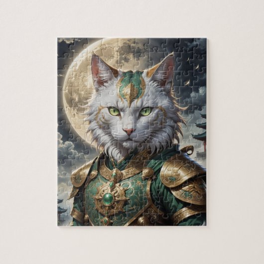 Epische gepantserde kattenkrijger legpuzzel (Verticaal)