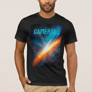 Epische gloeiende cyaan-oranje spiraalstelsel ruim t-shirt