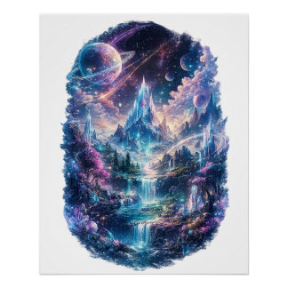 Epische kosmische fantasywereldkunst perfect poster