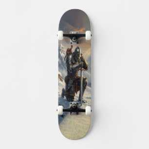 Epische Ridder & Hermelijn Fantasy Kunst Skateboard