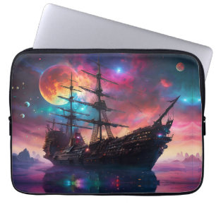 Epische zeilschip luchten en planeten laptop sleeve