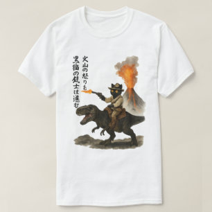 Epische Zwarte Kat Cowboy die op een Dinosaurus ri T-shirt