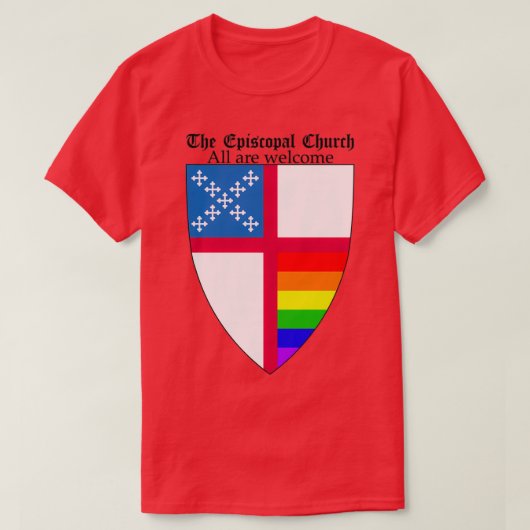 Episcopal Church Shield met Rainbow Pride Horizon T-shirt (Design voorkant)