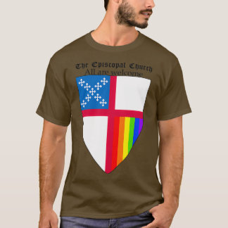 Episcopal Church Shield with Rainbow Pride Vertica T-shirt