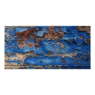 Épluchage bleu de peinture d'une vieille affiche