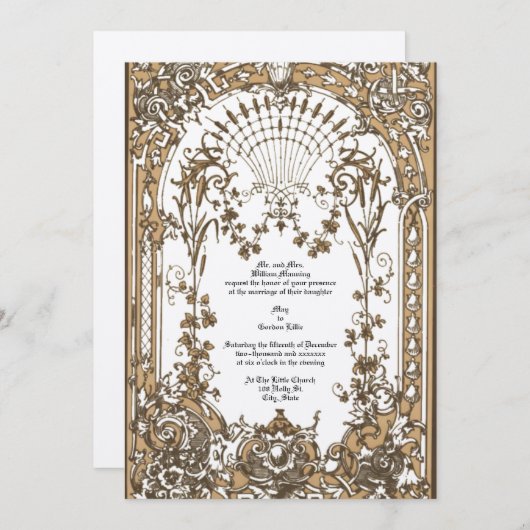 Époque victorienne 1897 Invitation baroque Rococo  (Devant / Derrière)