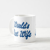 Épouse avec mug à café à moitié texte bleu (Devant gauche)