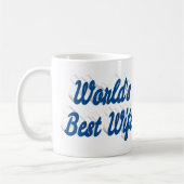 Épouse avec mug à café à moitié texte bleu (Gauche)