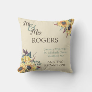 Épouse de tournesol rustique et oreiller à lancer 