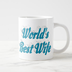 Épouse tasse à café géante bleu ciel demi-texte