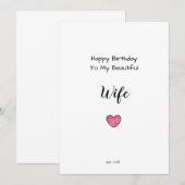 Épouse, tu me manques, carte d'anniversaire romant (Devant / Derrière)