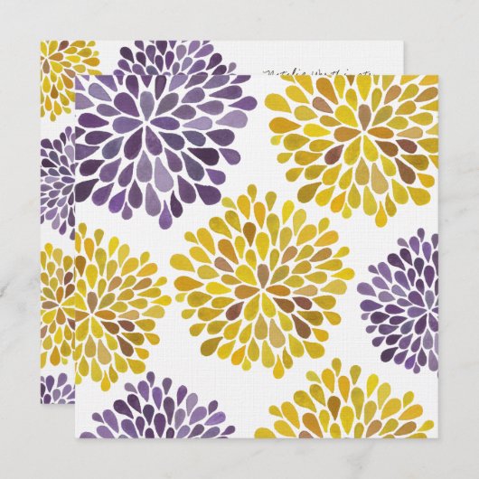 Épouser la fleur jaune pourpre fleurit invitation (Devant / Derrière)