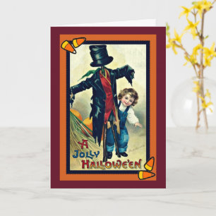 Épouvantail avec carte de Halloween vintage haut-d