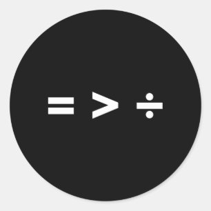 Equal is groter dan Division Wiskunde Sign Algebra Ronde Sticker