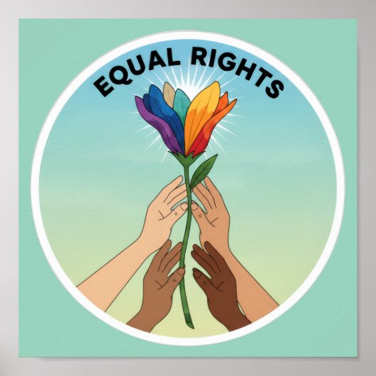 Equal Rights Rainbow Flower – Diversity and Unity Poster (Voorkant)