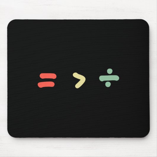 Equality Is Greater Than Division Math Black Histo Muismat (Voorkant)