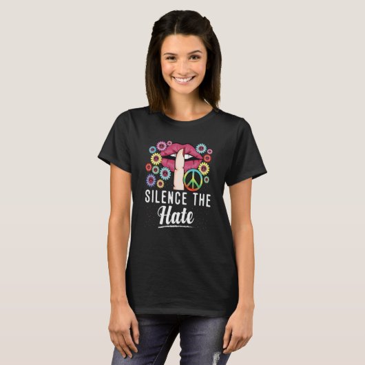 Equality Love Peace Human Rights Silence The Hate T-shirt (Voorkant volledig)
