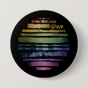 Equality Love Rainbow Brush Strokes LGBTQ ID656 Ronde Button 7,6 Cm