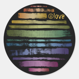 Equality Love Rainbow Brush Strokes LGBTQ ID656 Ronde Sticker