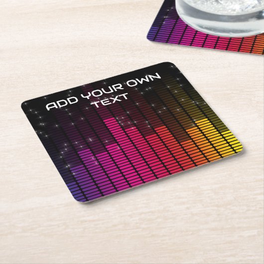 Equalizer Disco Lights Music Volume Custom Text Vierkante Kartonnen Onderzetter (Schuin)