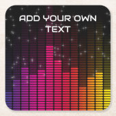 Equalizer Disco Lights Music Volume Custom Text Vierkante Kartonnen Onderzetter (Voorkant)