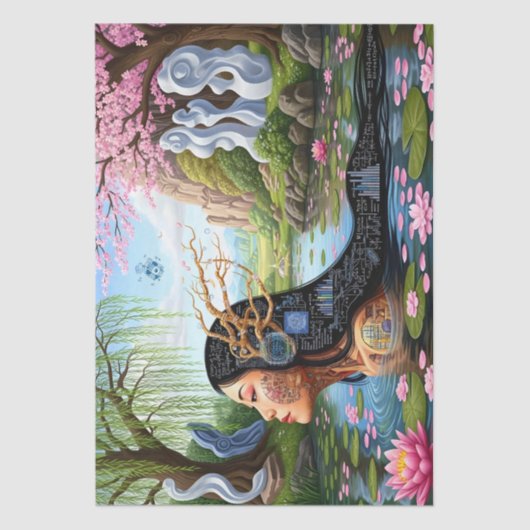 "Equations in Bloom" – A Digital Portrait Tissuepapier (Voorkant)