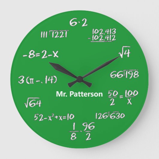 Équations mathématiques vertes Grande horloge pers (Recto)