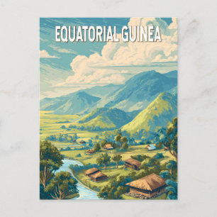 Equatoriaal-Guinea Illustratie Reizen Art Vintage Briefkaart