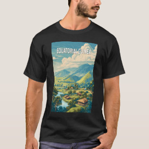 Equatoriaal-Guinea Illustratie Reizen Art Vintage T-shirt