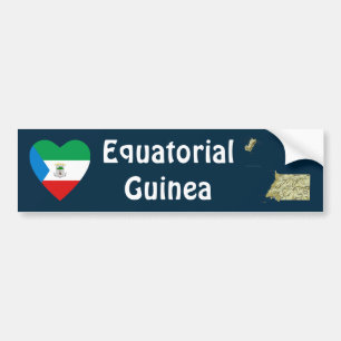 Equatoriaal-Guinea Vlag Hart + Landkaart Bumpersti Bumpersticker