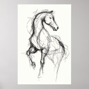 Equestrian Art Moderne Paard Schets Illustratie Poster