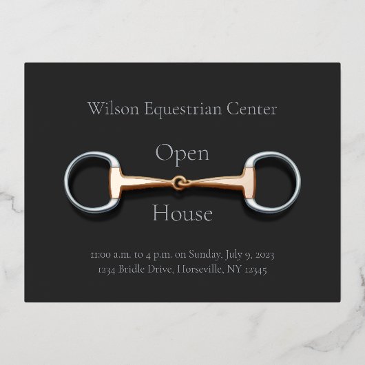 Equestrian Business Eggbutt Snaffle Bit Folie Uitnodiging Briefkaart (Voorkant)