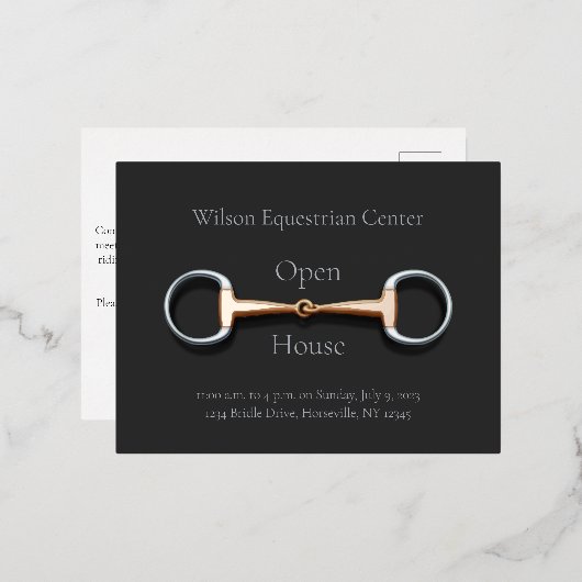 Equestrian Business met Eggbutt Trensbeet Folie Uitnodiging Briefkaart (Voorkant / Achterkant)