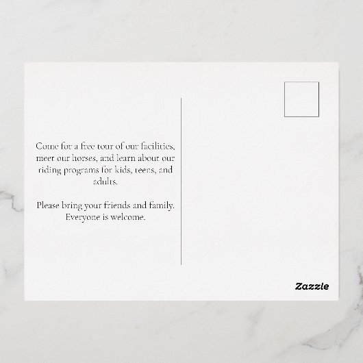 Equestrian Business met Eggbutt Trensbeet Folie Uitnodiging Briefkaart (Achterkant)