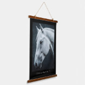Equestrian Custom Horse Photo Name Black Frame Hangend Wandkleed (Gebogen)