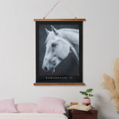 Equestrian Custom Horse Photo Name Black Frame Hangend Wandkleed (Slaapkamer)