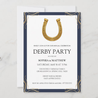 Equestrian Derby Party Modern Race Horse Invite Kaart