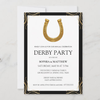 Equestrian Derby Party Modern Race Horse Invite Kaart