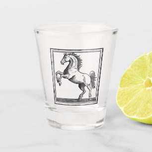 Equestrian Elegant Paard Illustratie Shot Glas