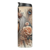 Equestrian Floral Art Peacock Feather Thermosbeker (Geroteerd rechts)