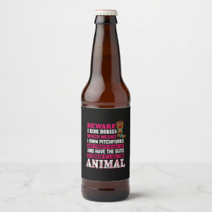 Equestrian Gift Pas op voor rijpaarden Bier Etiket