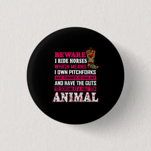 Equestrian Gift Pas op voor rijpaarden Ronde Button 3,2 Cm