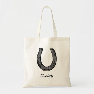 Equestrian Horse  Hoefijzer Aangepaste naam Tote Bag