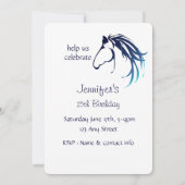 Equestrian Horse Verjaardag Party Custom Uitnodige Kaart (Achterkant)